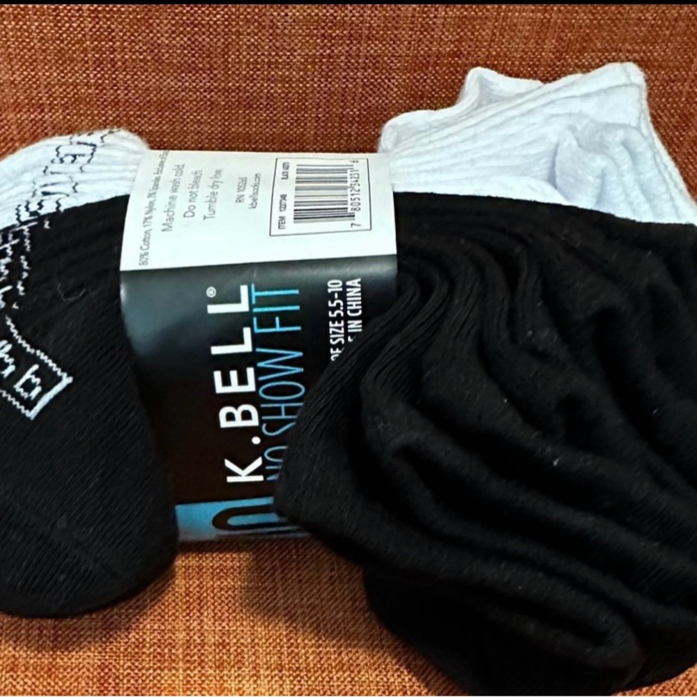 K. Bell Women's No Show Socks - Black and White